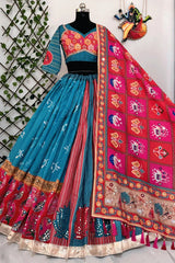 Gujarati Style Real Mirror Work Chaniya Choli For Garba