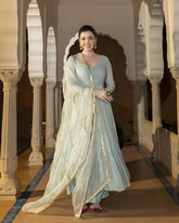 Powder Blue Georgette Suit Set with Gotapatti Work