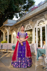 Elegant Vichitra Silk Lehenga Set with Sequins & Thread Embroidery