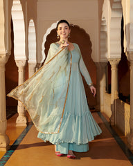Powder Blue Georgette Suit Set with Gotapatti Work
