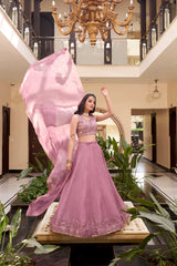 Elegant Pearl & Sequins Embroidered Lehenga Set in Multiple Fabrics & Colors