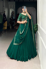 Graceful Georgette Lehenga Set with Elegant Thread Embroidery