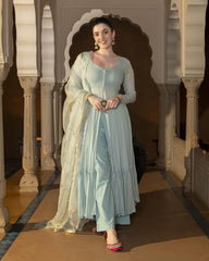 Powder Blue Georgette Suit Set with Gotapatti Work