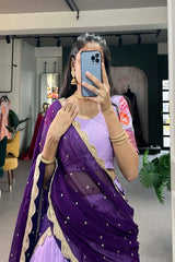 Elegant Cotton Silk Lehenga with Thread Embroidery & Sequins Embroidered Georgette Dupatta