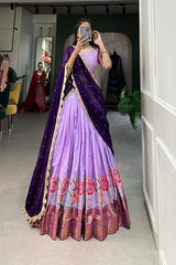 Elegant Cotton Silk Lehenga with Thread Embroidery & Sequins Embroidered Georgette Dupatta