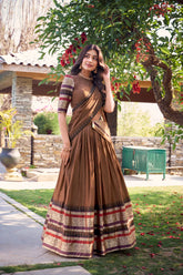 Elegant Pure Chanderi Lehenga with Zari Weaving Border and Matching Dupatta – Ethnic Festive Wear