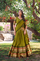 Pure Chanderi Lehenga with Zari Weaving Border – Elegant Ethnic Wear with Matching Dupatta
