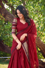 Elegant Pure Chanderi Lehenga with Zari Weaving Border & Matching Dupatta