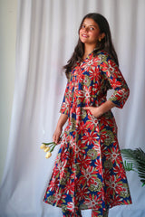 Vibrant Cotton Straight Kurta Pant Set with V-Neckline