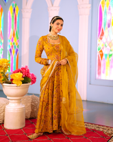 Mustard Printed Georgette Suit Set