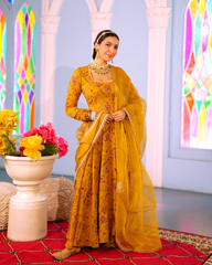 Mustard Printed Georgette Suit Set