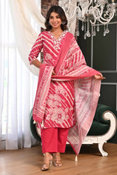 Pink Straight Salwar Suit in Pure Linen with Understated Stripes for a Chic Vibe