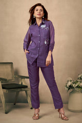 Yellow Floral Handwork Cotton Co-Ord Set – Top & Bottom