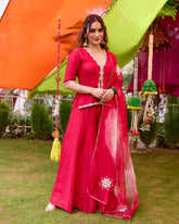 Zari Red Solid Suit Set with Elegant Detailing