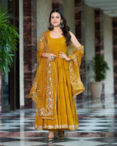 Mustard Yellow Gotapatti Cotton Suit Set