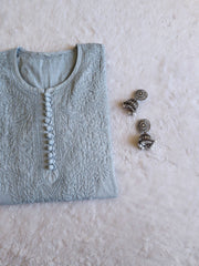 Nazakat Steel Grey Long Cotton kurta