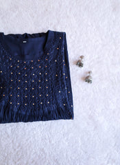 Nazakat Navy Blue Mukaish Dress