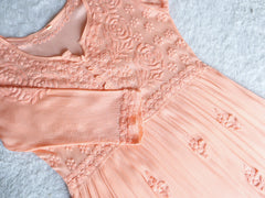 Hoor Peach Pure Chiffon Dress