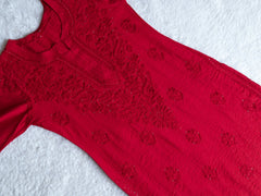 Hoor Deep Red Chanderi Mukaish Kurta