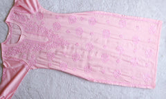 Hoor Baby Pink Chanderi Mukaish Kurta