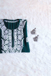 Zeina Deep Green Long Modal Kurta