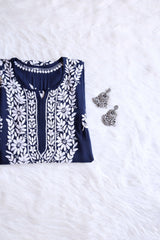 Zeina Navy Blue Long Modal Kurta