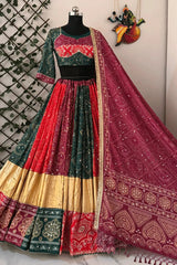Traditional Bandhani Print Heavy Flair Chaniya Choli For Garba