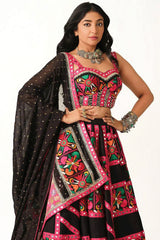 Digital Print Real Mirror Work Chaniya Choli For Dandiya Night