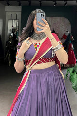 Purple Color Fully Stitched Chaniya Choli For Navratri