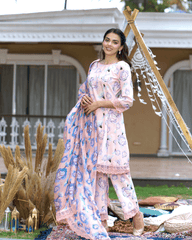 Coneflower Peach Printed Cotton Suit Set