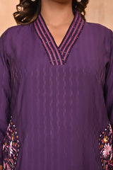 Wine-Colored Poly Viscose Co-Ord Set with Thread Embroidery & Sequin Work – Elegant & Comfortable Wear