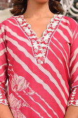 Pink Straight Salwar Suit in Pure Linen with Understated Stripes for a Chic Vibe