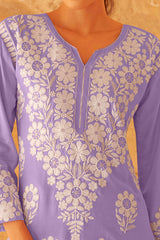 Deep Purple Rayon Co-Ord Set with Floral Embroidery – Elegant & Comfortable Everyday Wear