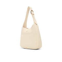 Women’s Beige Faux Leather Bucket Bag – Drawstring Casual Hand-Carry Purse
