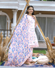 Coneflower Peach Printed Cotton Suit Set