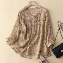 Pure Cotton Digital Printed Shirt With Pleat Work