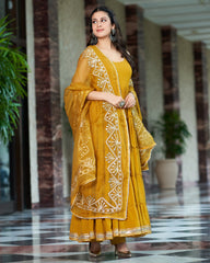Mustard Yellow Gotapatti Cotton Suit Set