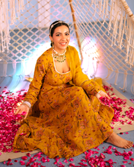 Mustard Printed Georgette Suit Set