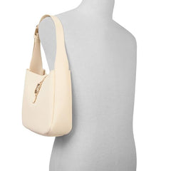 Women’s Beige Faux Leather Bucket Bag – Drawstring Casual Hand-Carry Purse