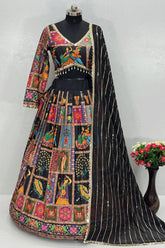 Colorful Multi Designer Black Chaniya Choli For Navratri