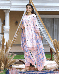 Coneflower Peach Printed Cotton Suit Set