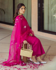 Chroma Charm Purple Handprinted Cotton Suit Set