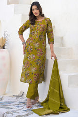 Stylish Green Straight Salwar Suit with Floral Pattern