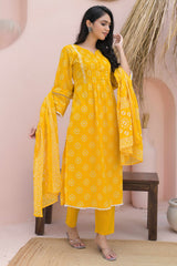 Lightweight Yellow Floral Print Straigth Salwar Suit for Effortless Daywear
