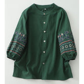 Pure Cotton Shirt With Embroidered Sleeves