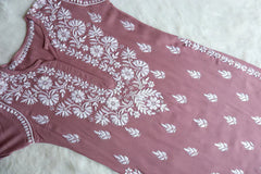 Amaira Dusty Mauve Rayon Kurta Pant set