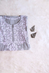 Safaa Pastel Grey Long Modale Kurta