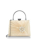 Women’s Ivy Framed Clutch – Elegant Ladies Purse Handbag with Metal Top Handle & Off-Center Buckle