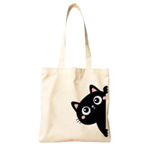 Eco-Friendly Cotton Tote Bag for Women – Reusable Shopping, College & Daily Use Shoulder Bag (Cat Print, 16x16 Inch)
