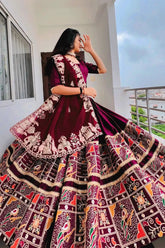 Digital Print With Real Mirror Work Chaniya Choli For Navratri
